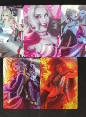 DC复仇女神联盟 小丑超人蝙蝠美女同人 收藏闪卡粗闪5张 63×88mm