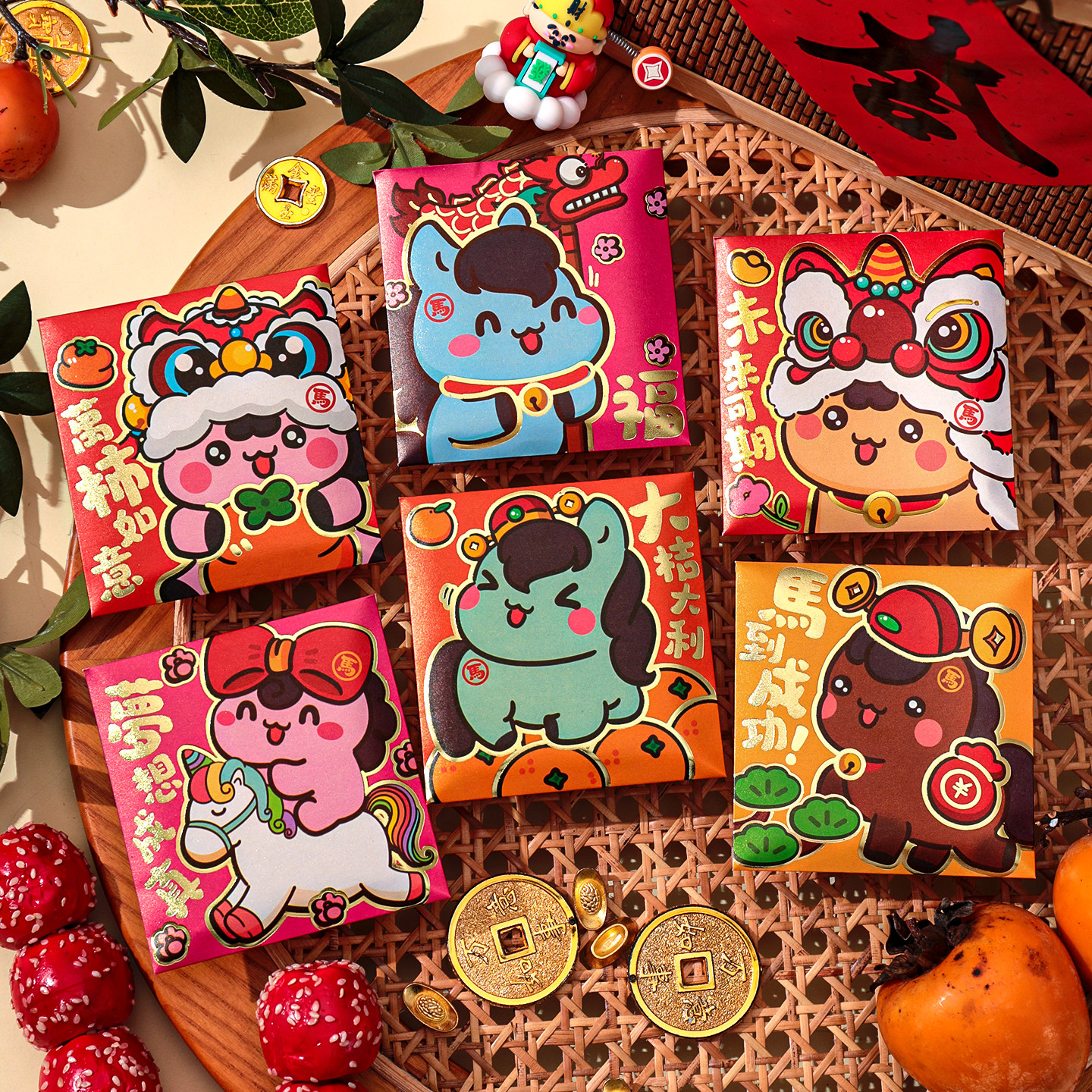 90个包邮~2026马年可爱卡通小红包袋过年春节压岁利是封定制LOGO