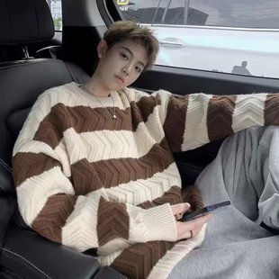 男潮牌帅气秋冬季 气质修身 打底衫 男士 上衣 2025新款 圆领毛衣针织衫