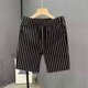 日系休闲条纹短裤 男港风夏季 时尚 2026新款 弹力百搭抽绳五分中裤
