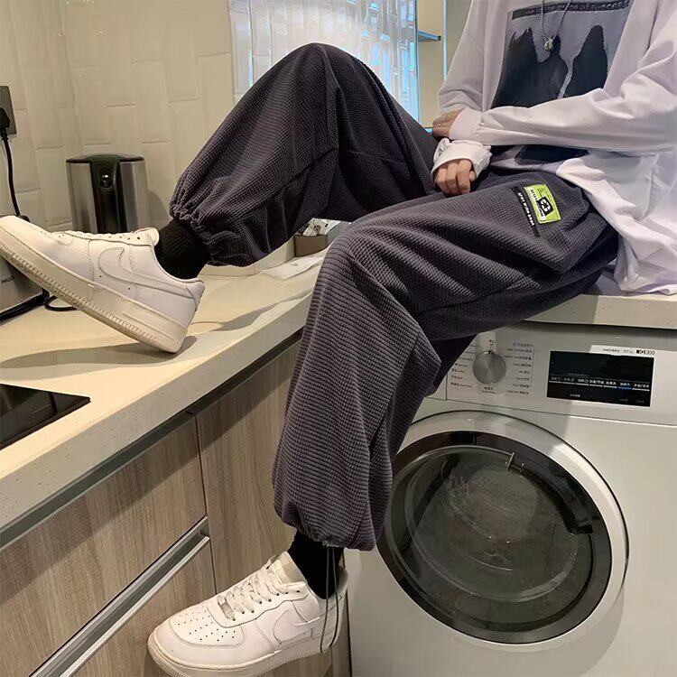 小尼力ins潮牌港风春秋格子裤男英伦直筒垂感潮休闲复古宽松裤子