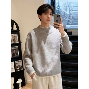 假两件灰色毛衣男款冬季高级感韩系内搭针织衫cleanfit保暖外套