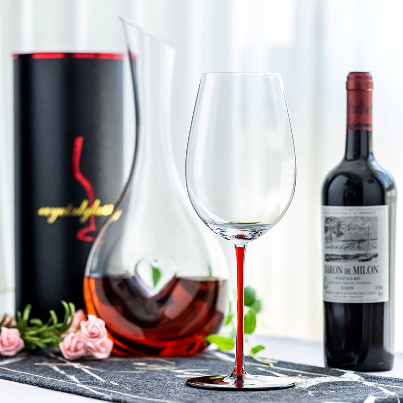 创意水晶家用高脚杯葡萄酒杯红挺黑底勃艮第波尔多红酒杯
