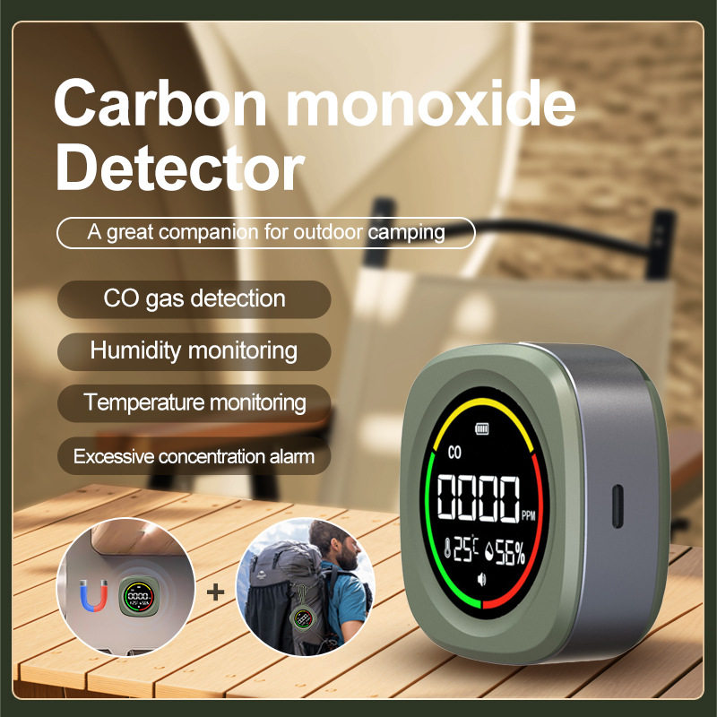 新款一氧化碳侦测仪户外露营便携式CO检测报警器温湿度3合一探测