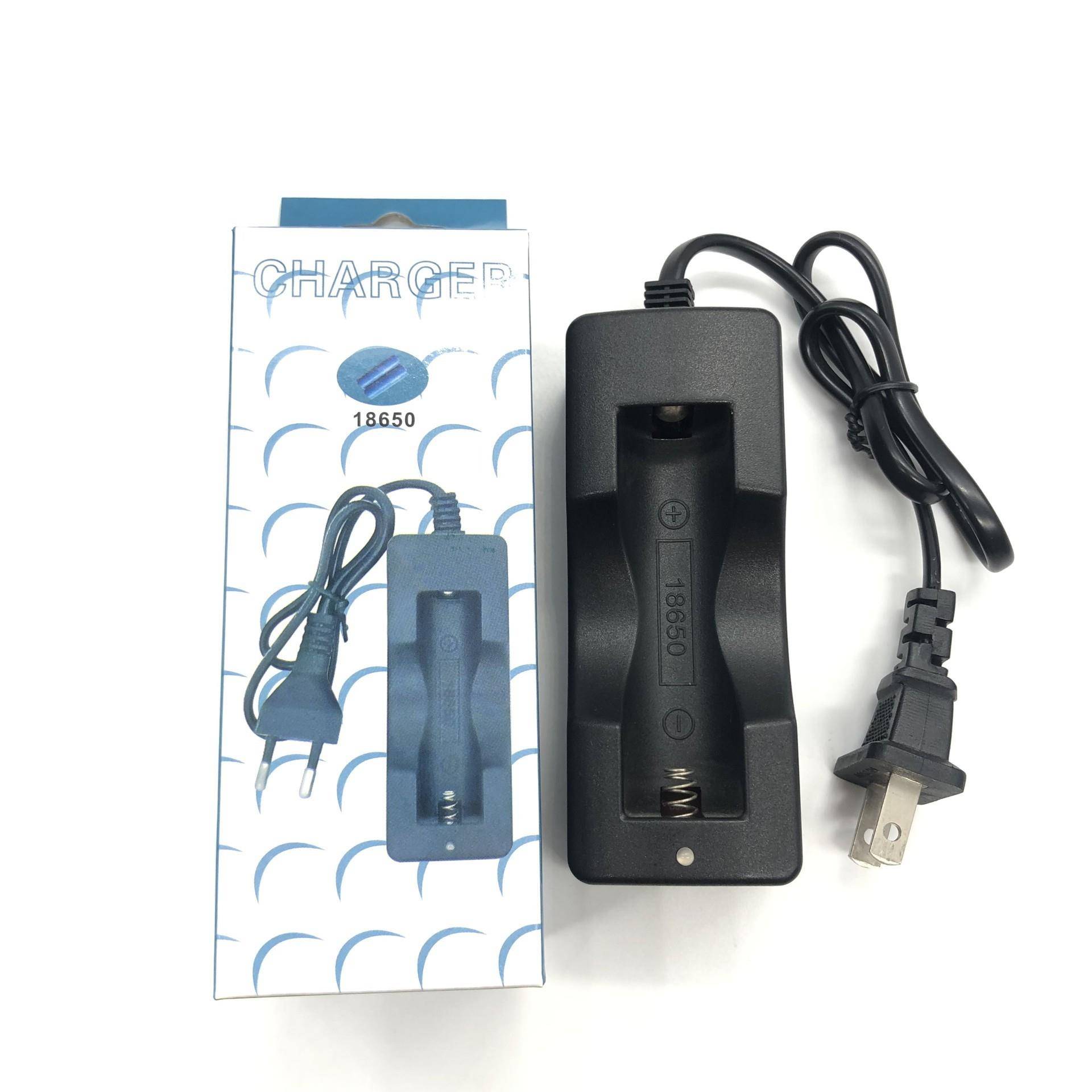 厂家直销 18650充电器 3.7V单槽单充带线座充 插头手电筒电池