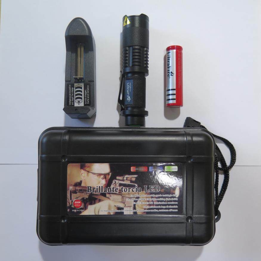 LED强光铝合金充电手电筒 T6灯泡伸缩变焦远射SK98夜骑自行车手电