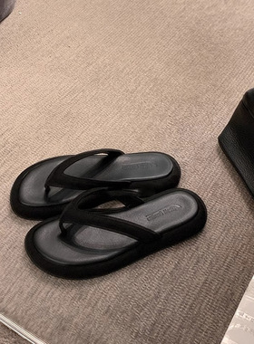 JW stylish 法式复古度假人字拖~蓬松踩屎感沙滩拖鞋女厚底凉鞋