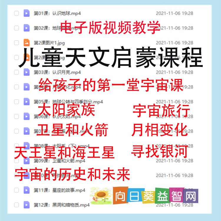 儿童天文宇宙启蒙课程视频教学电子版物理生物天文启蒙教程