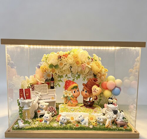正品婚礼纪念摆件 手工情侣娃娃婚房装饰 透明展示盒礼物新婚送礼
