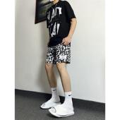 宽松潮牌篮球裤 夏季 豹纹短裤 美式 复古百搭透气网眼运 新款