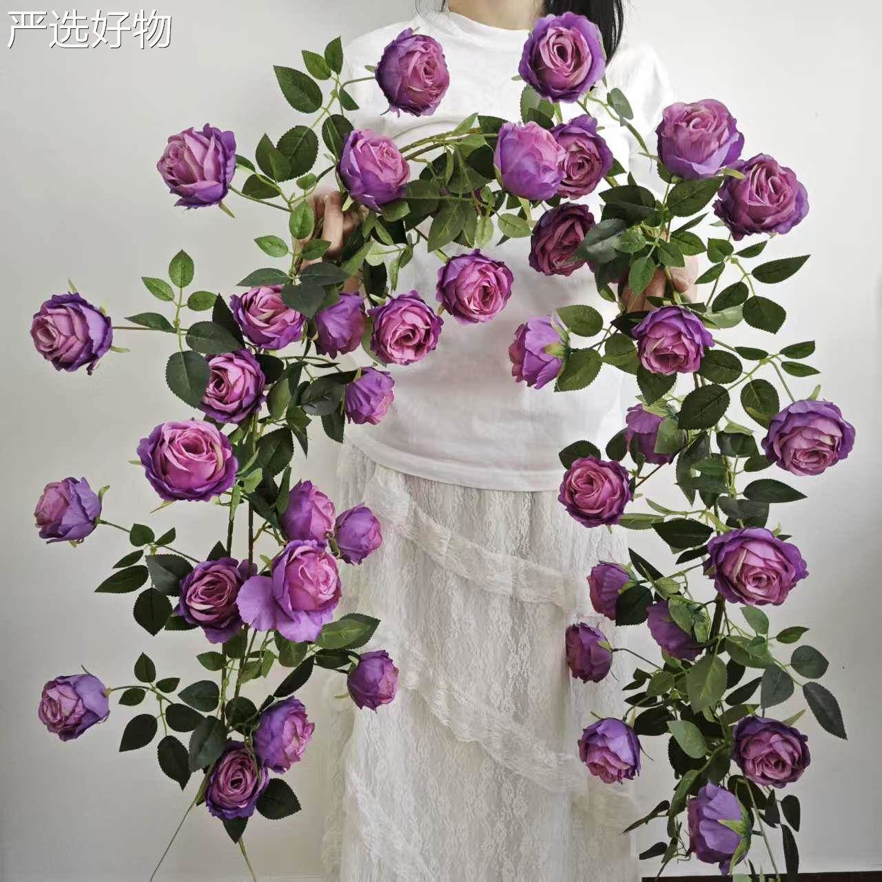 【全国包邮】真玫花藤蔓月仿季花瑰藤条莫奈花装饰花墙造景景区庭