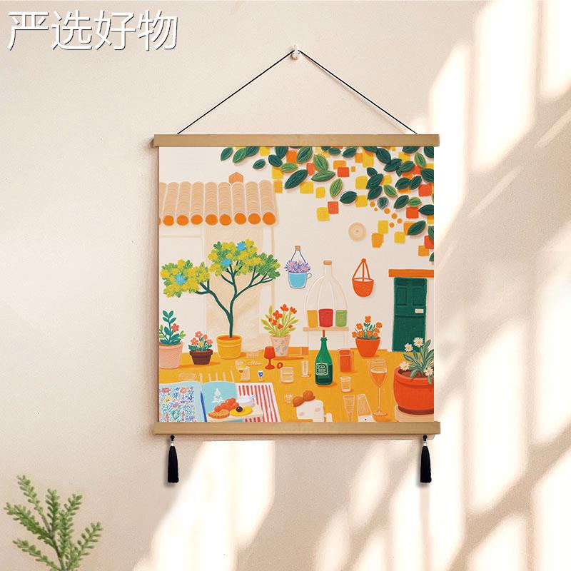 【全国包邮】原木奶油风饭卧厅桌现代装饰画