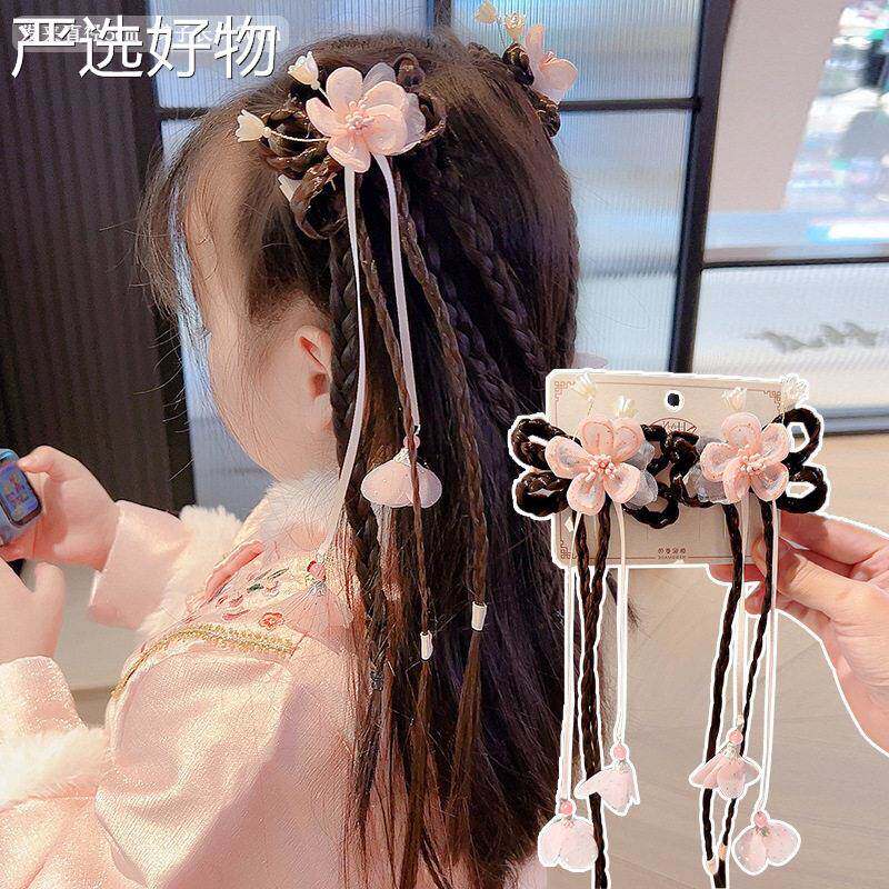 【全国包邮】古假风发国辫子发饰可爱花发夹儿童汉服头饰中风女童