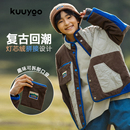 KUUYOO深林之息絎縫拼接燈芯絨棉服中大童撞色包邊復(fù)古兒童外套冬