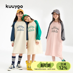 KUUYOO儿童春款童年游乐场系列插肩袖卫衣裙中大童女童连衣裙裙子
