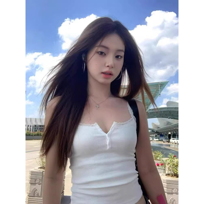bm风蕾丝白色小吊带背心女夏季内搭外穿修身显瘦纯欲甜辣短款上衣