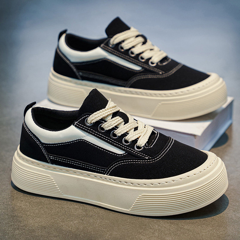 男鞋2026春季新款厚底新款纯色低帮软底鞋运动休闲板鞋休闲鞋
