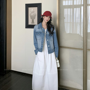 【白月光】恩眷_白色花苞裙女2026春夏百搭松紧高腰休闲半身长裙