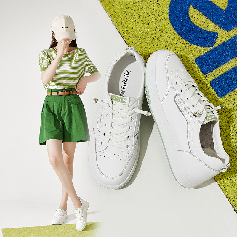 板鞋女款正品新款学院风系带休闲运动小白鞋女百搭轻便透气平底鞋