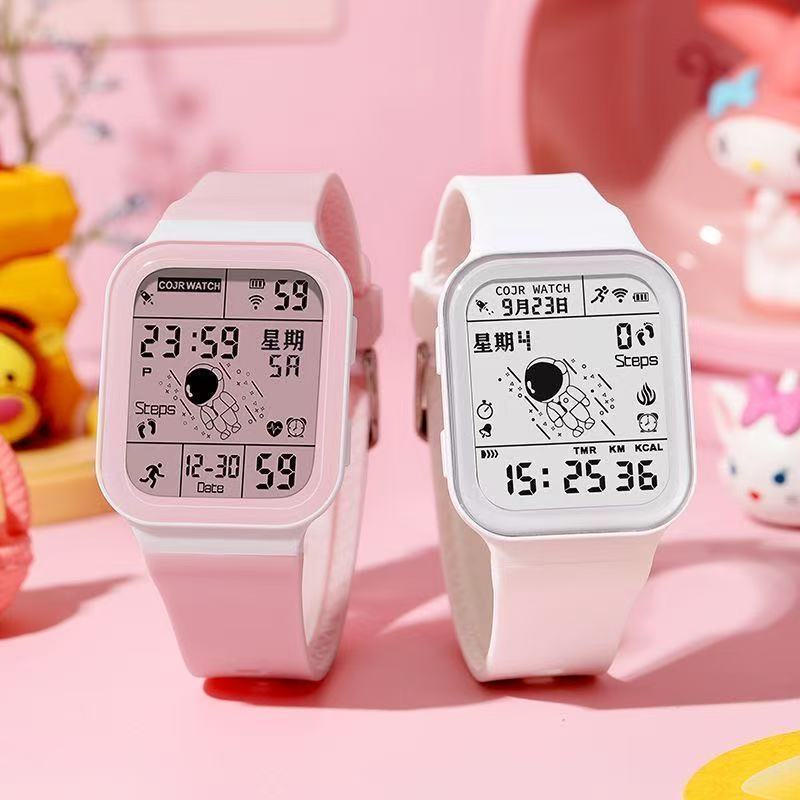 太空人方形电子手表学生男女初高中运动青少年炫酷多功能电子表