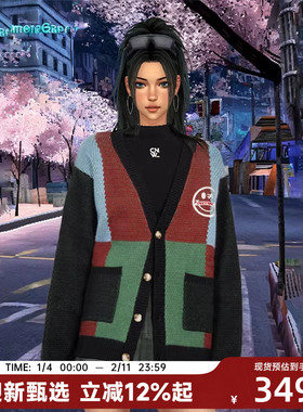 【陈伟霆】CANOTWAIT_S.W.SMILEY联名系列拼色毛衣开衫男女款百搭