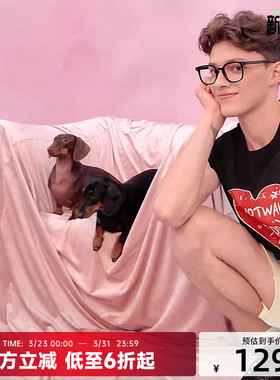 陈伟霆ROSY DOEDIAN X CANOTWAITl联名爱心印花背心短裤套装夏季