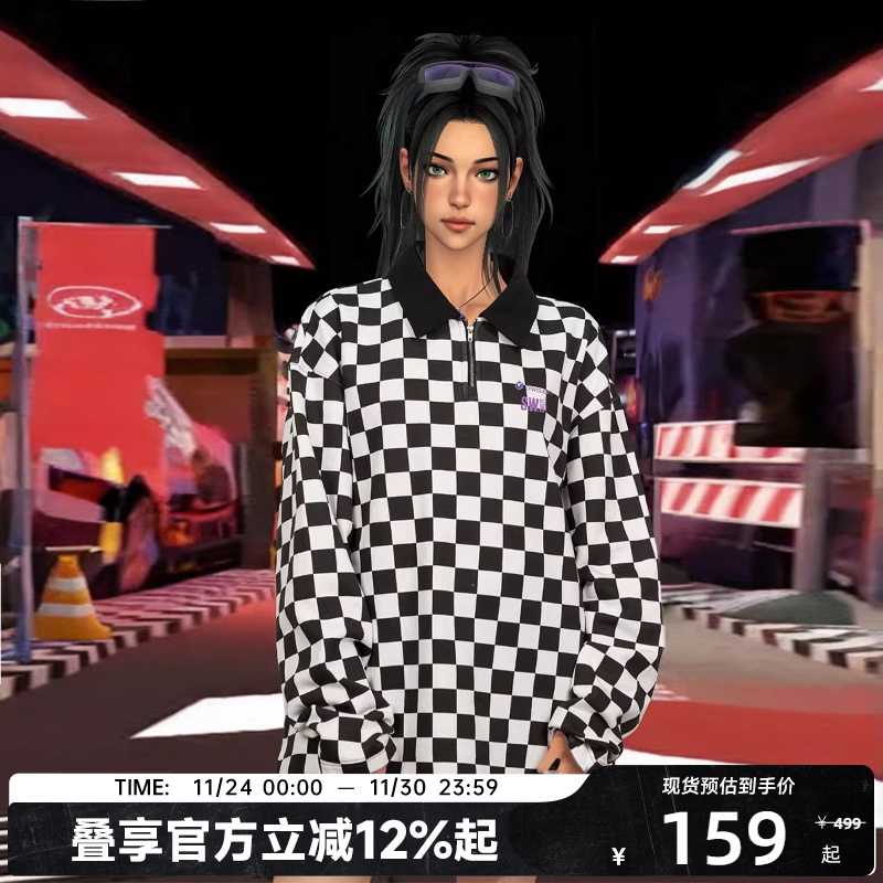 陈伟霆CANOTWAIT S.W.SMILEY联名系列格纹POLO卫衣男女款潮流青春