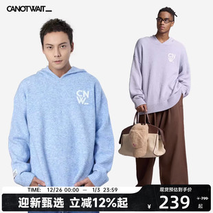 陈伟霆CANOTWAIT混纺LOGO连帽毛衣男女秋冬款 宽松基础潮慵懒上衣