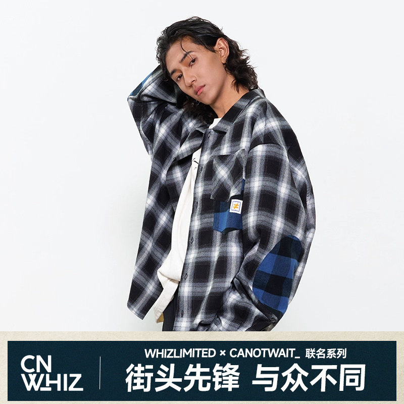 【新品】陈伟霆CANOTWAIT衬衫WHIZLIMITED联名格纹长袖衬衫秋冬