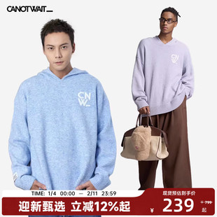 【新年穿搭】陈伟霆CANOTWAIT混纺LOGO连帽毛衣男女秋冬款宽松