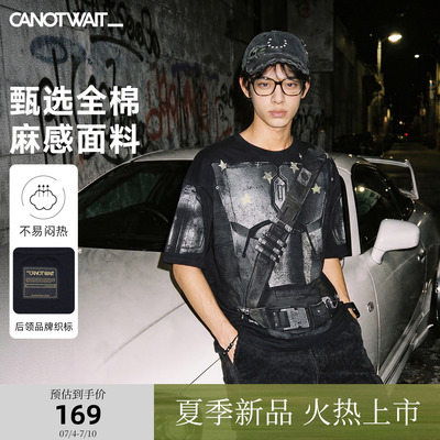 陈伟霆短袖CNW_迪士尼星球大战系列盔甲印花T恤夏季全棉休闲潮流