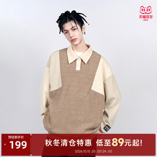 CANOTWAIT  Smiley联名拼色POLO长袖卫衣外套男女款休