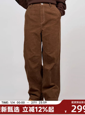 【陈伟霆】CANOTWAIT_S.W.SMILEY联名系列刺绣灯芯绒长裤宽松潮流