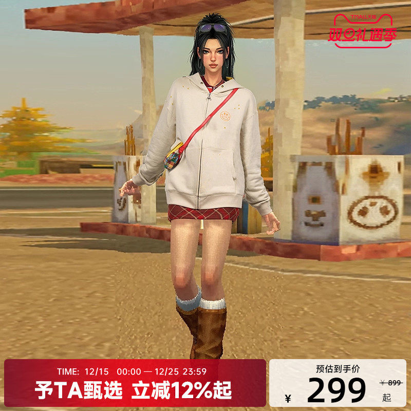 【陈伟霆】CANOTWAIT_S.W.SMILEY联名做旧拉链帽衫秋冬男女款百搭