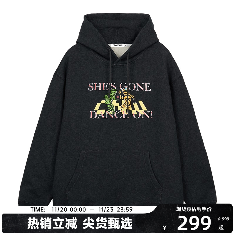 【秋季新品】陈伟霆CANOTWAIT她走了印花连帽卫衣男女休闲宽松