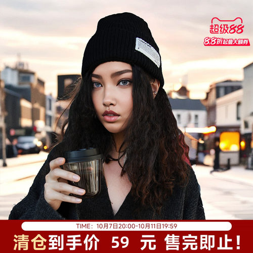 CANOTWAIT斜纹编织侧标绒线帽