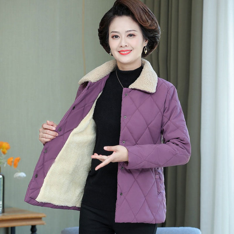 妈妈秋冬装短款小棉袄中年女加绒加厚棉衣外套中老年轻薄洋气棉服