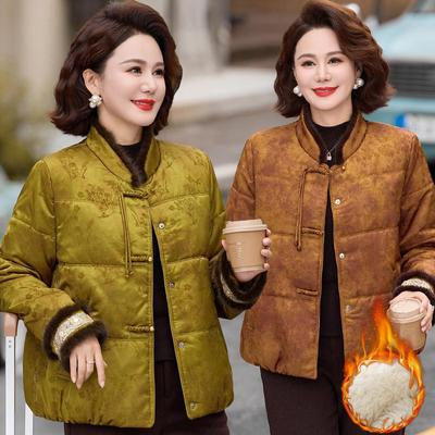 新中式妈妈冬装棉服加绒加
