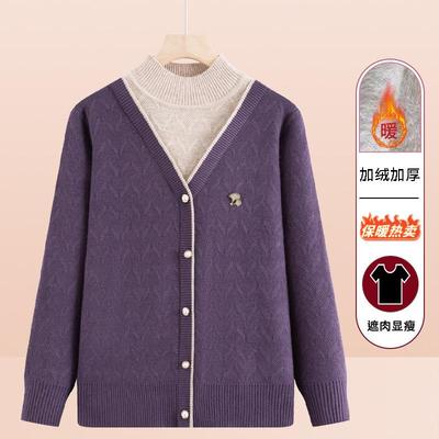 妈妈秋冬装毛衣外套女中老