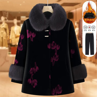 中老年人冬季 棉服女加绒加厚外套妈妈立领老太太棉袄 棉衣奶奶冬装