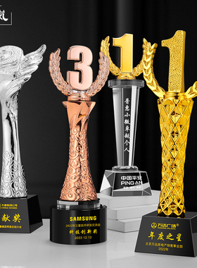 创意销售冠亚军奖杯定制水晶体育颁奖订制第一名比赛123金银铜奖