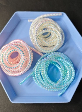 手机数据线镭射保护绳充电线防折断缠绕线充电器保护套