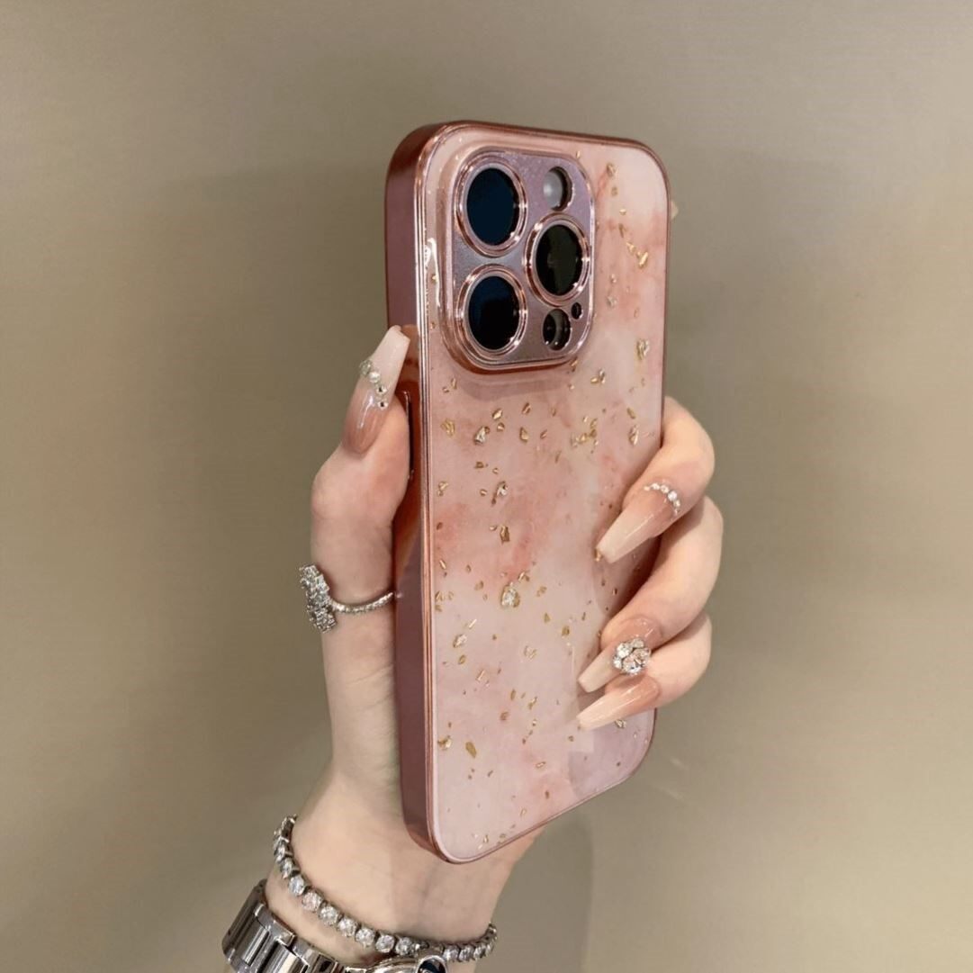 ins风大理石锡箔苹果15手机壳滴胶iPhone14Promax潮款13/12轻奢11