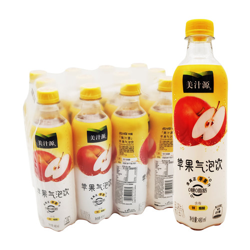 美汁源苹果味气泡水480ml*12瓶装