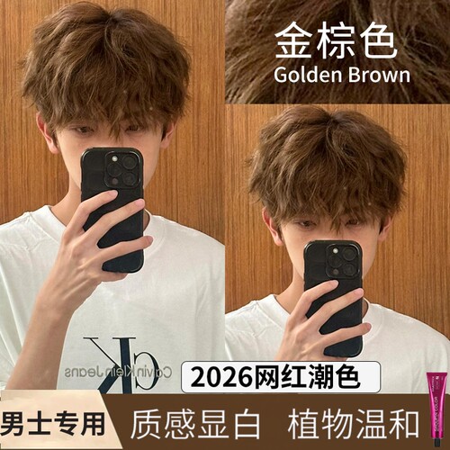 金棕色染发剂男士专用2026学生亚麻金棕流行色自己在家免漂染发膏