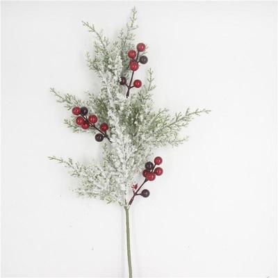 跨境人造雪松红浆果绿树枝茎圣诞树花环花卉布置花瓶装饰花束