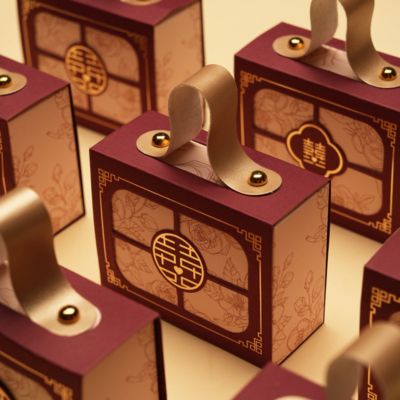 结婚喜糖盒2025新款中式婚礼高级感喜糖袋订婚伴手礼包装纸盒空盒