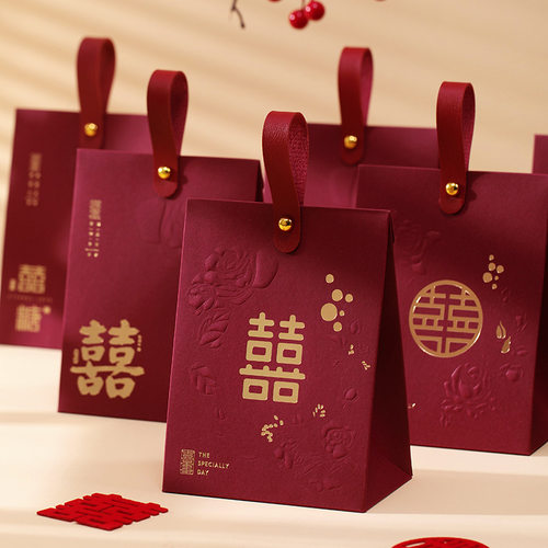 2025新款结婚喜糖盒子新中式伴手礼盒婚礼专用装糖果袋包装盒空盒