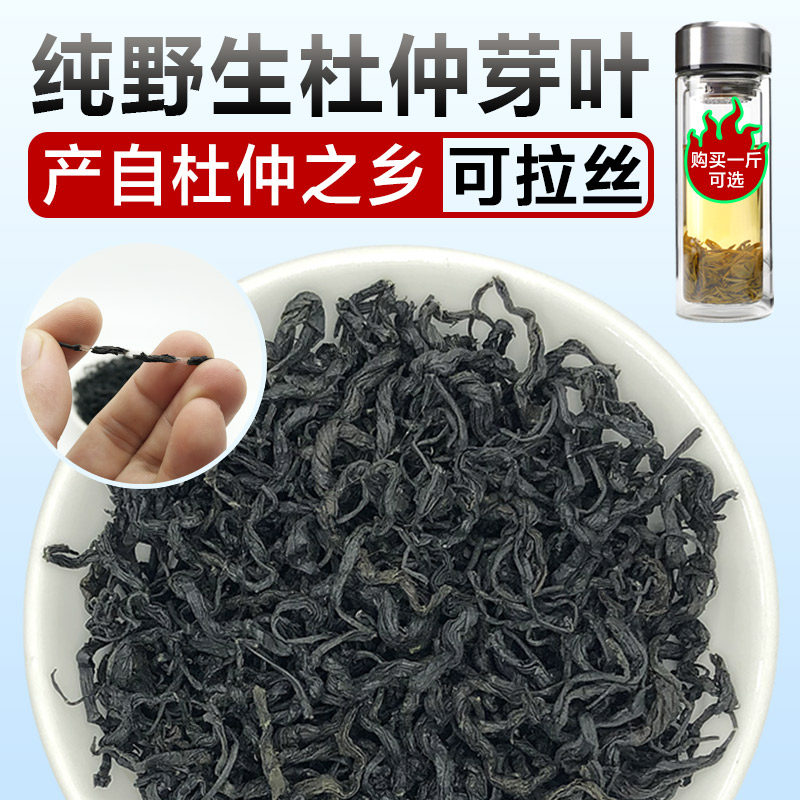 杜仲茶叶张家界特产正品野生可拉丝特级嫩芽叶非巴戟茶杜仲雄花茶