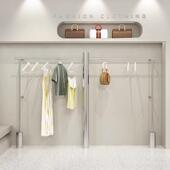 不锈钢圆柱货架上墙架男装 店展示架 挂衣杆服装 女装 挂架陈列架服装